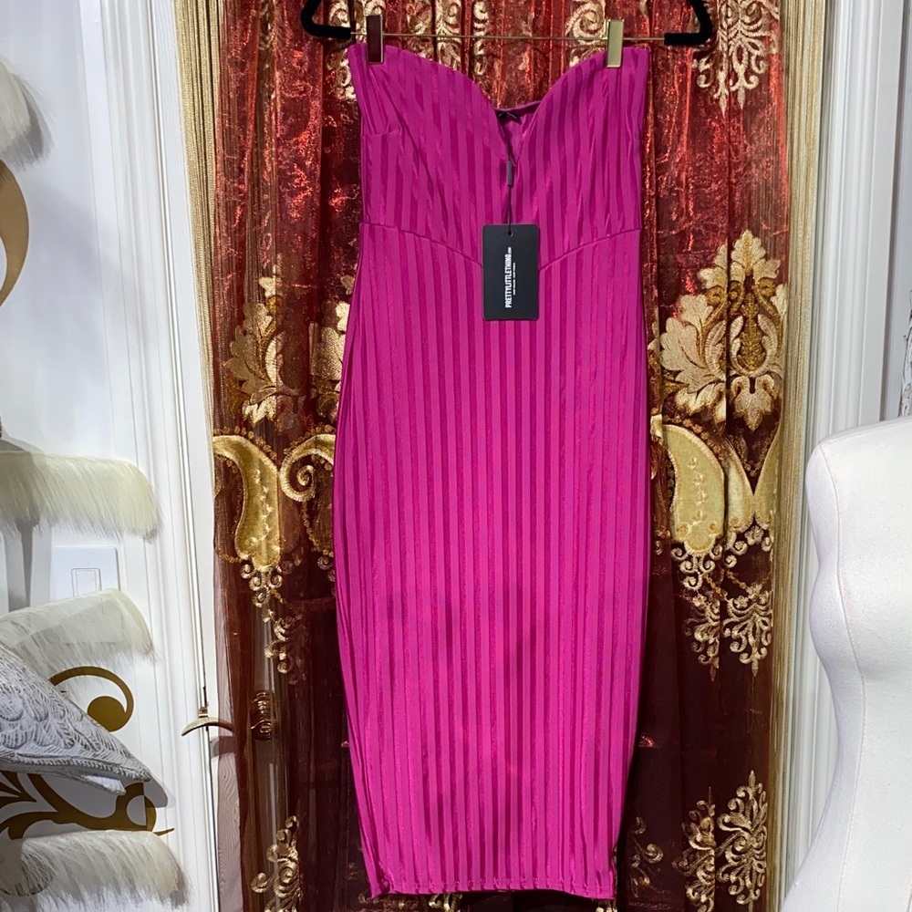 PLT Fuchsia Strapless Dress NWT